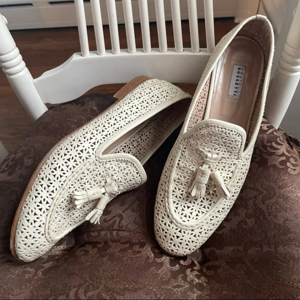 Fratelli Rossetti Cream Woven Leather Brera Loafers - Picture 3 of 14